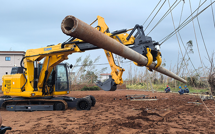 “摩羯”来袭，Z6官网开挖立杆一体机跑赢功夫助力抗灾复电抢建