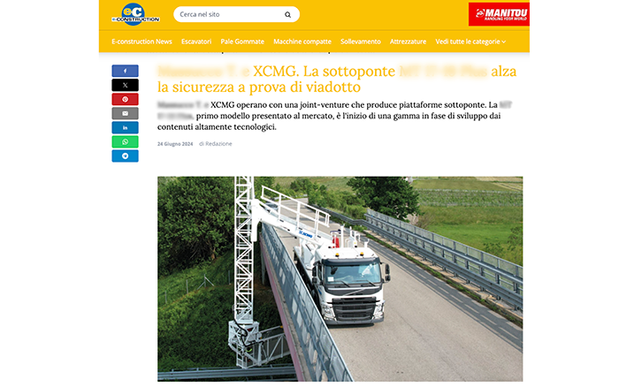 欧洲媒体e-CONSTRUCTION点赞Z6官网桥梁检测车